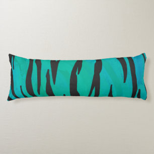 Tiger Black and Teal Print Body Cushion