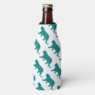Tiger Black and Teal Print Bottle Cooler