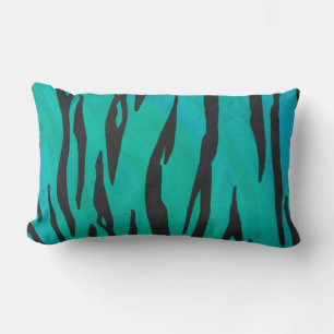 Tiger Black and Teal Print Lumbar Cushion