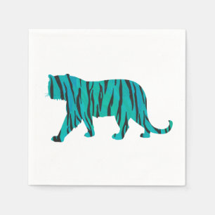 Tiger Black and Teal Print Napkin