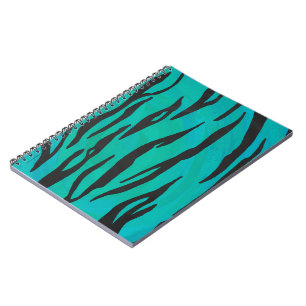 Tiger Black and Teal Print Notebook