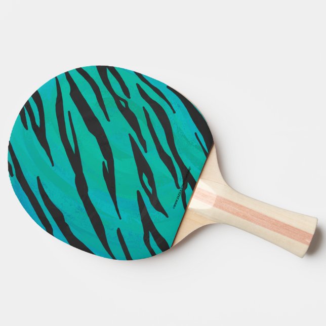 Tiger Black and Teal Print Ping Pong Paddle (Side)