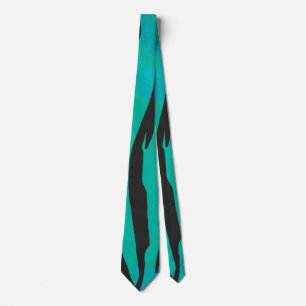 Tiger Black and Teal Print Tie