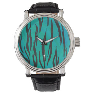 Tiger Black and Teal Print Watch