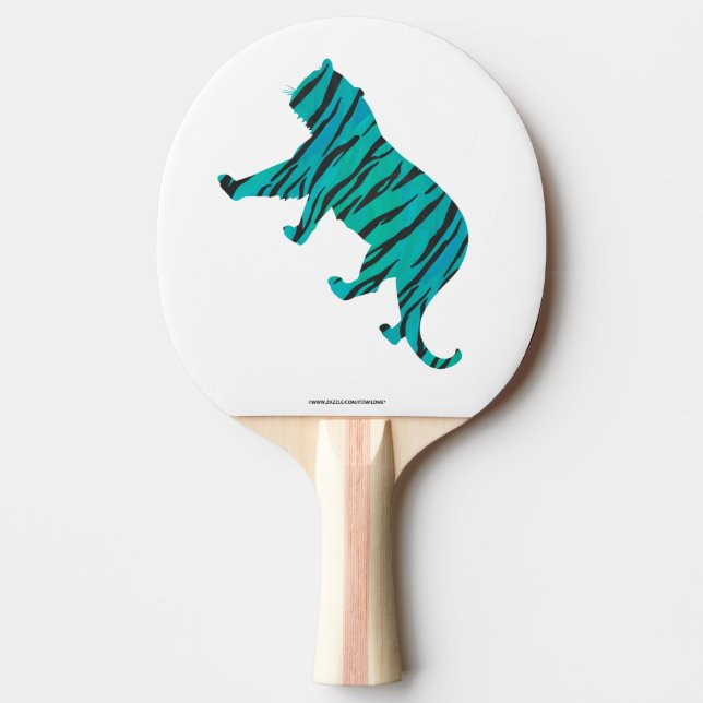Tiger Black and Teal Silhouettes Ping Pong Paddle (Front)