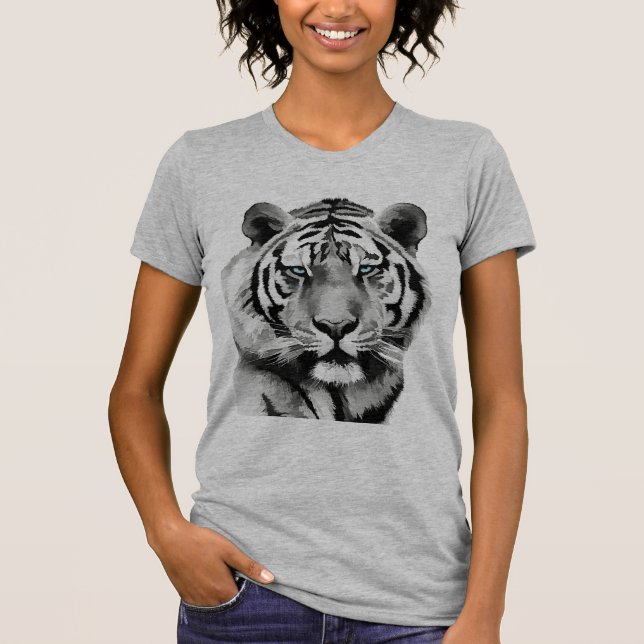 Tiger Black and White Blue eyes T-Shirt (Front)