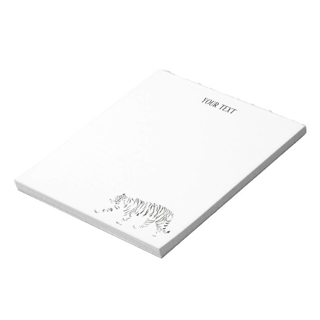 Tiger black and white personalised notepad (Rotated)