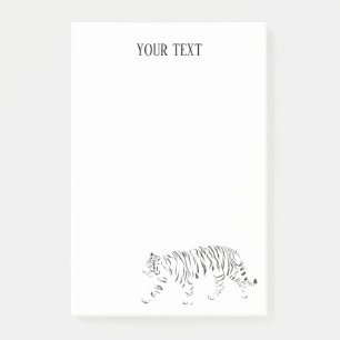 Tiger black and white personalised post-it notes