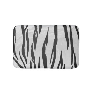 Tiger Black and White Print Bath Mat