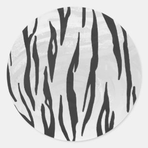 Tiger Black and White Print Classic Round Sticker