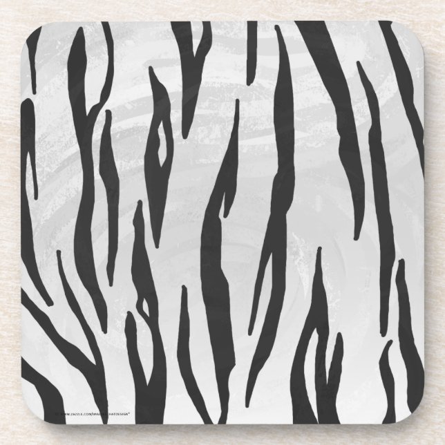 Tiger Black and White Print Coaster (Front)