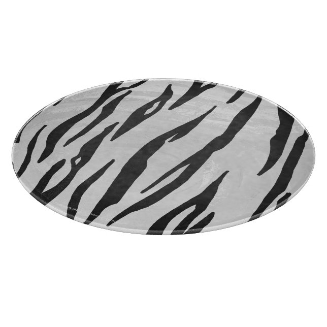 Tiger Black and White Print Cutting Board (Corner)