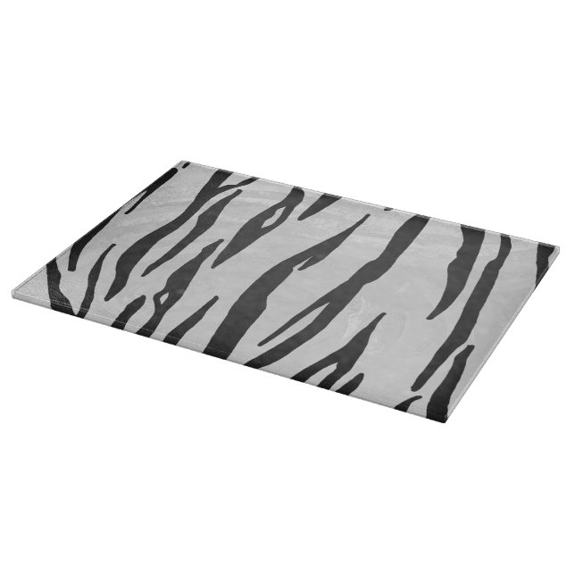 Tiger Black and White Print Cutting Board (Corner)