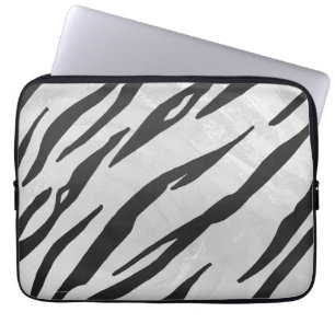 Tiger Black and White Print Laptop Sleeve