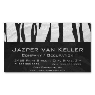 Tiger Black and White Print Magnetic Business Card