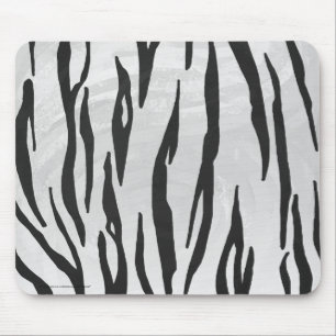 Tiger Black and White Print Mouse Pad