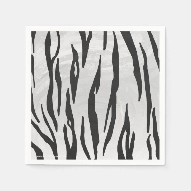 Tiger Black and White Print Napkin (Front)
