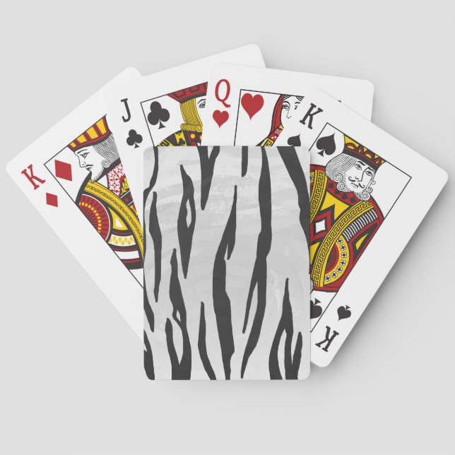 Tiger Black and White Print Playing Cards (Back)