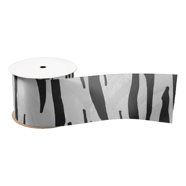 Tiger Black and White Print Satin Ribbon (Spool)