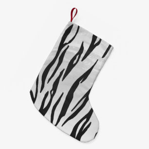Tiger Black and White Print Small Christmas Stocking