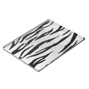 Tiger Black and White Print Spiral Notebook