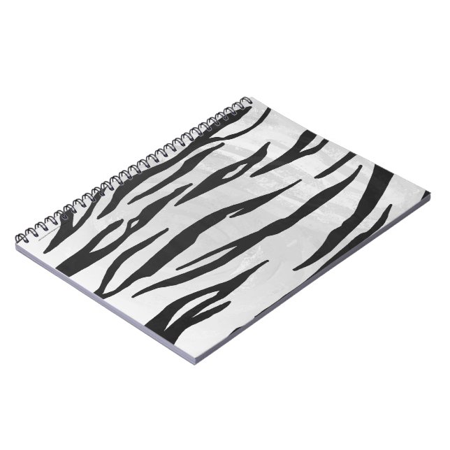 Tiger Black and White Print Spiral Notebook (Left Side)