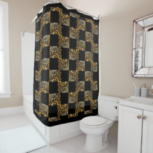 Tiger Black Shower Curtain