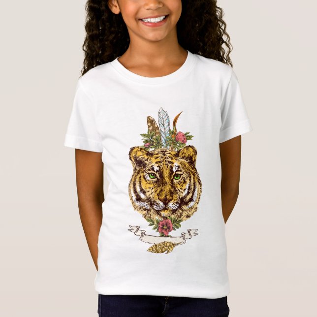 Tiger Boho Style Portrait T-Shirt (Front)
