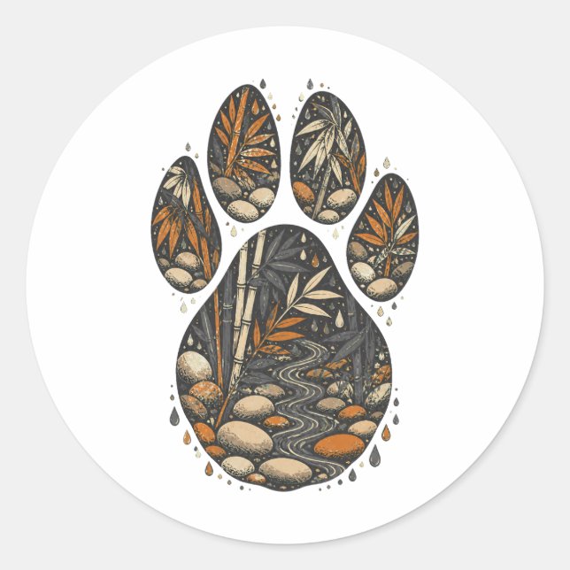 Tiger Botanical Footprint Nature Sticker (Front)