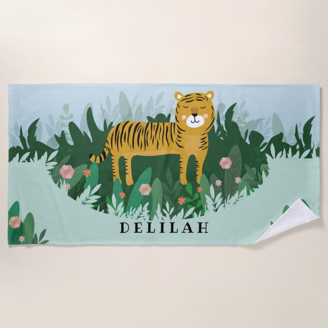 Tiger Bowl Beach Jungle Wild Design Towel (Front)