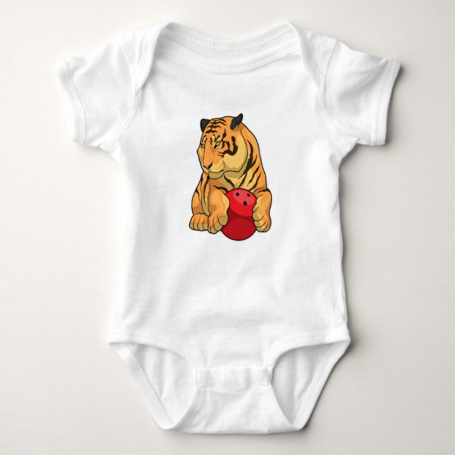 Tiger Bowling Bowling ball Baby Bodysuit (Front)