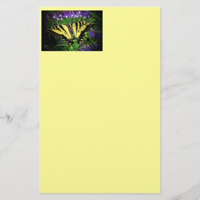 Tiger Butterfly on yellow Stationery (Front)