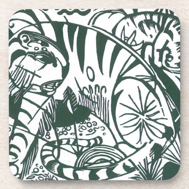 Tiger by Franz Marc, Vintage Expressionism Art Coaster (Front)