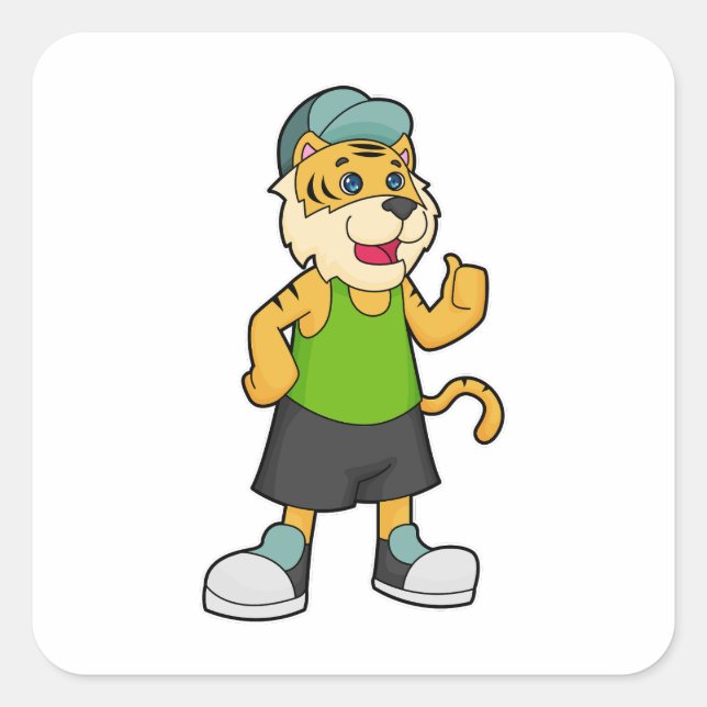 Tiger Cap Square Sticker (Front)
