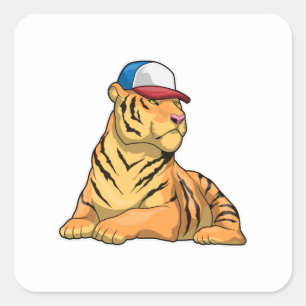 Tiger Cap Square Sticker