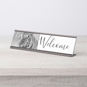 Tiger Cat Animal Stripes Pattern Destiny's Destiny Desk Name Plate