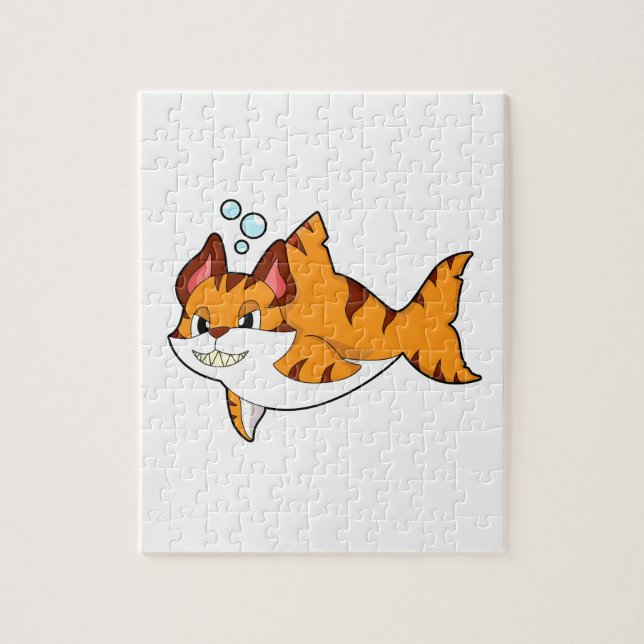 Tiger cat as Shark in Water.PNG Jigsaw Puzzle (Vertical)