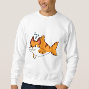 Tiger cat as Shark in Water.PNG Sweatshirt