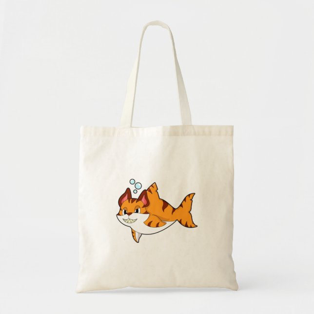 Tiger cat as Shark in Water.PNG Tote Bag (Front)