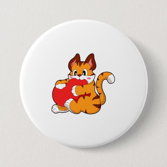 Tiger cat at Love with Heart.PNG 7.5 Cm Round Badge (Front)