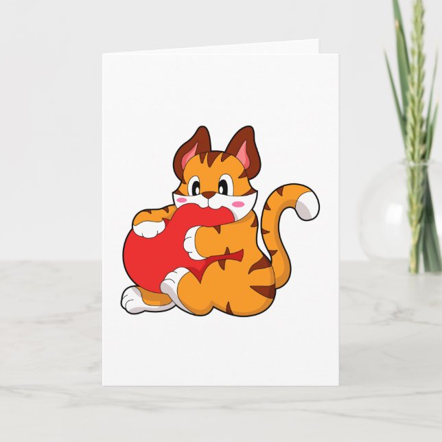 Tiger cat at Love with Heart.PNG Card (Front)