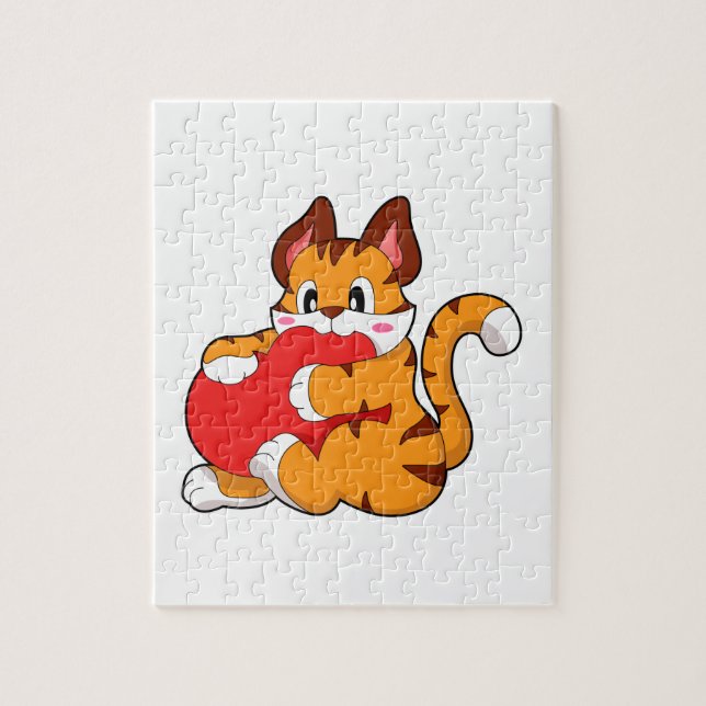 Tiger cat at Love with Heart.PNG Jigsaw Puzzle (Vertical)