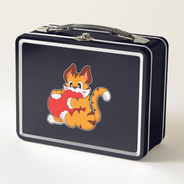 Tiger cat at Love with Heart.PNG Metal Lunch Box (Front)
