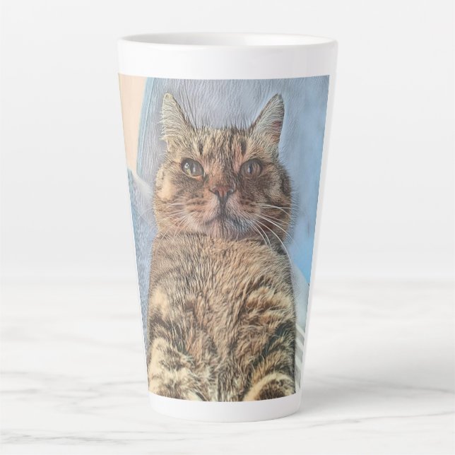 Tiger Cat Illustration Design Latte Mug (Front)