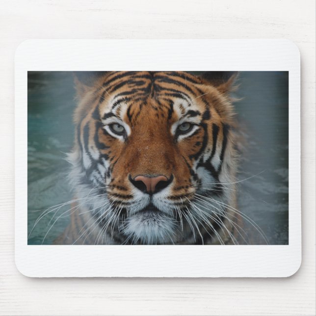 Tiger Cat Stripes Jungle Mist Animal Mouse Pad (Front)