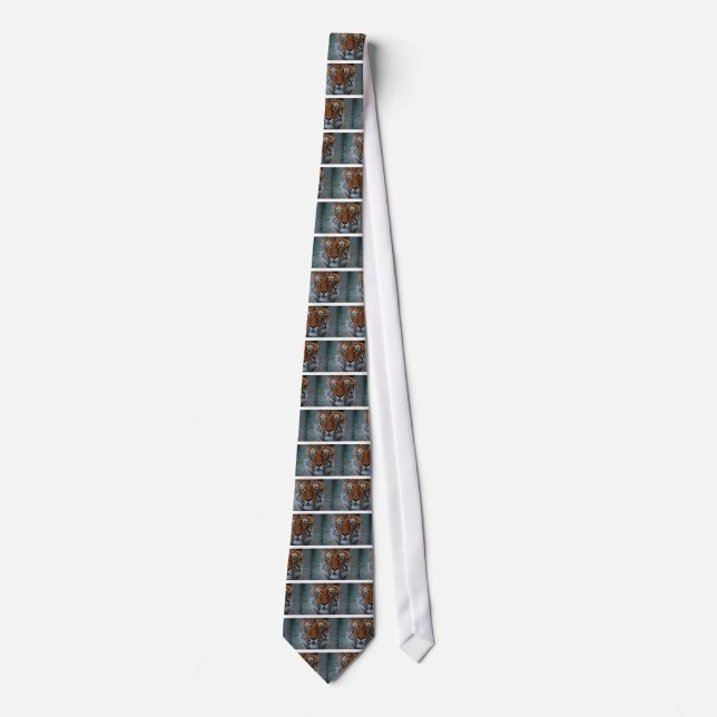 Tiger Cat Stripes Jungle Mist Animal Tie (Front)
