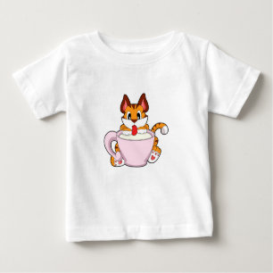 Tiger cat with Cup of Milk.PNG Baby T-Shirt