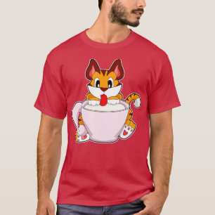 Tiger cat with Cup of Milk T-Shirt