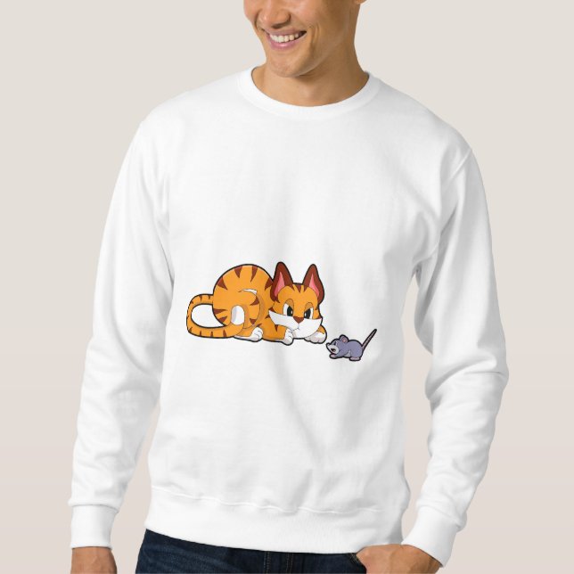 Tiger cat with Mouse Sweatshirt (Front)