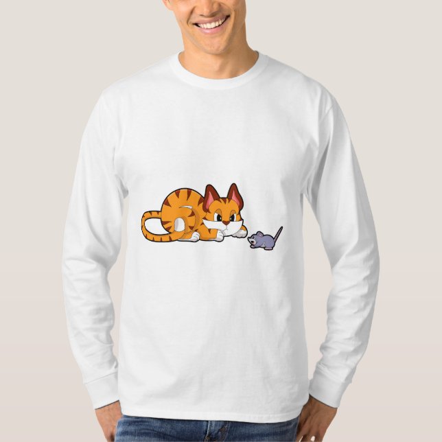 Tiger cat with Mouse T-Shirt (Front)